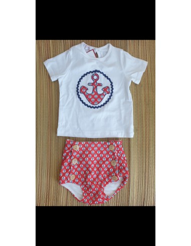 Conjunto bebé niño ancla marinera