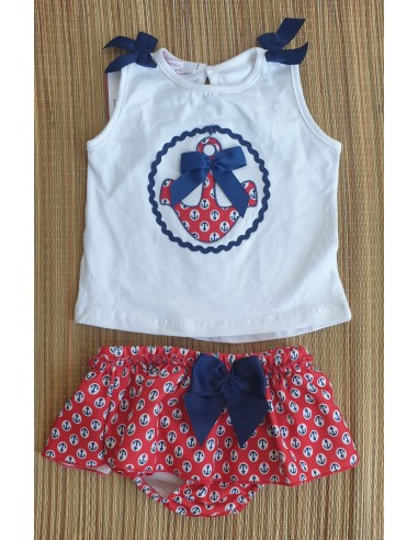 Conjunto bebé niña ancla marinera