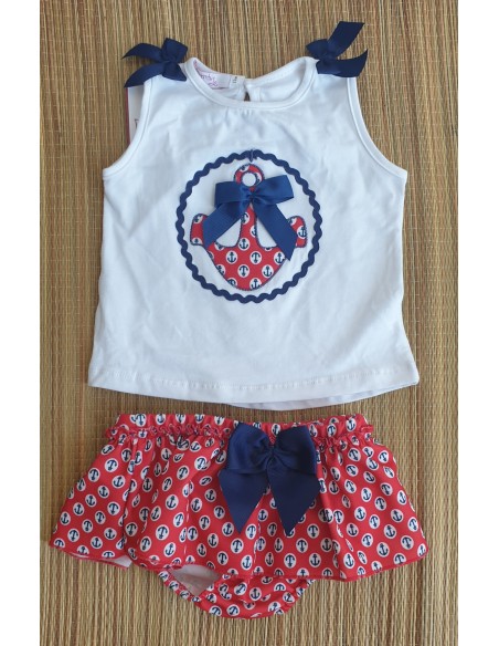 Conjunto bebé niña ancla marinera